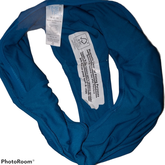 NEW Time and Tru Women's High Waist Swim Bottom - Teal 318 - Picture 2 of 3